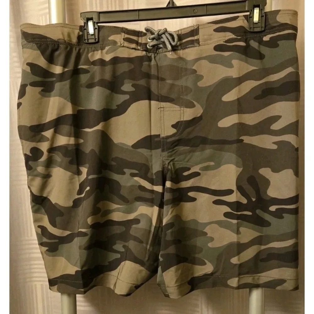 Brand New Trinity Coast‎ 2XL Green Camo Swim Trunks UPF 50 Quick Dry Mesh Liner